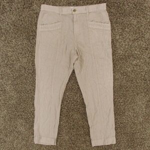 Nicole Miller Pants Women's XL Beige 100% Linen Straight‎ Leg